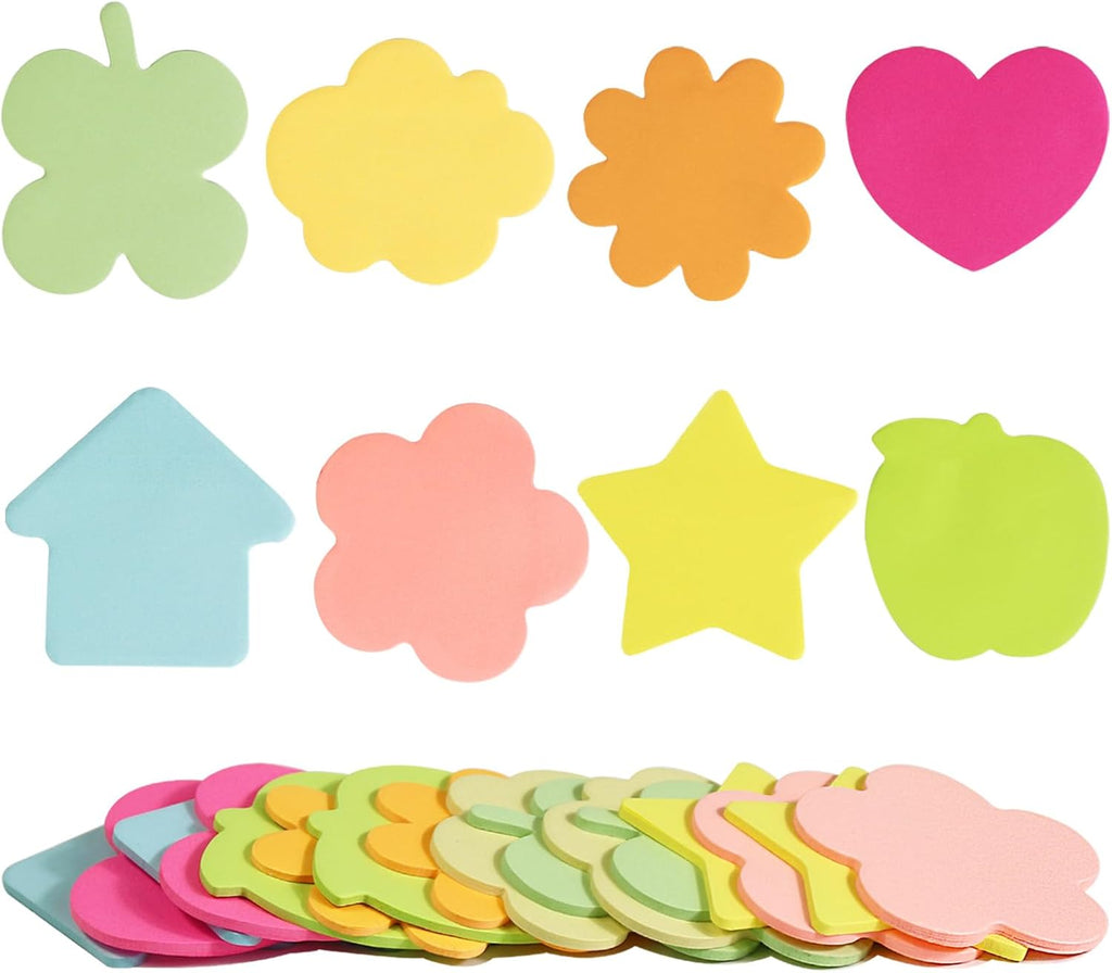 16 Pads Cute Sticky Notes, Fun Notepads Star Heart Cloud House Shape Cartoon Memo Pads Self-Sticky Note Pads for School Office Home