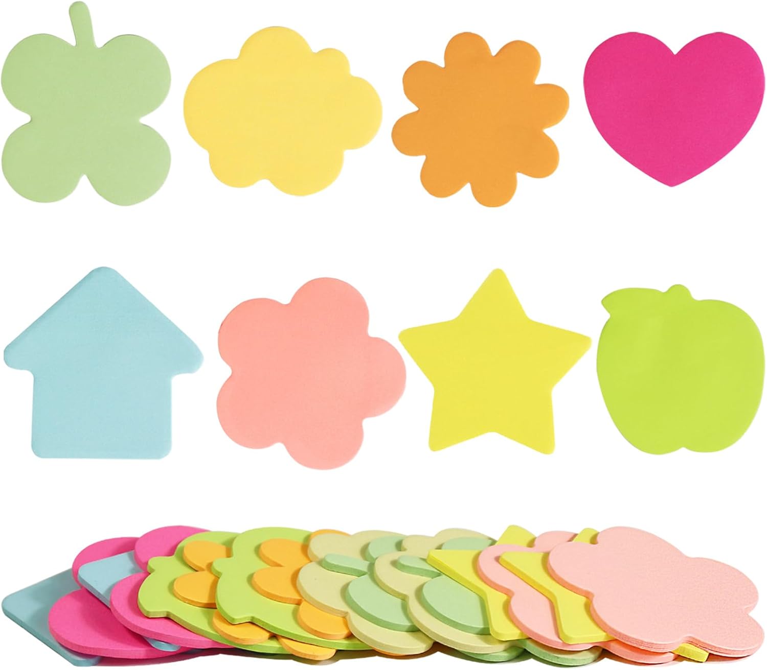 16 Pads Cute Sticky Notes, Fun Notepads Star Heart Cloud House Shape Cartoon Memo Pads Self-Sticky Note Pads for School Office Home