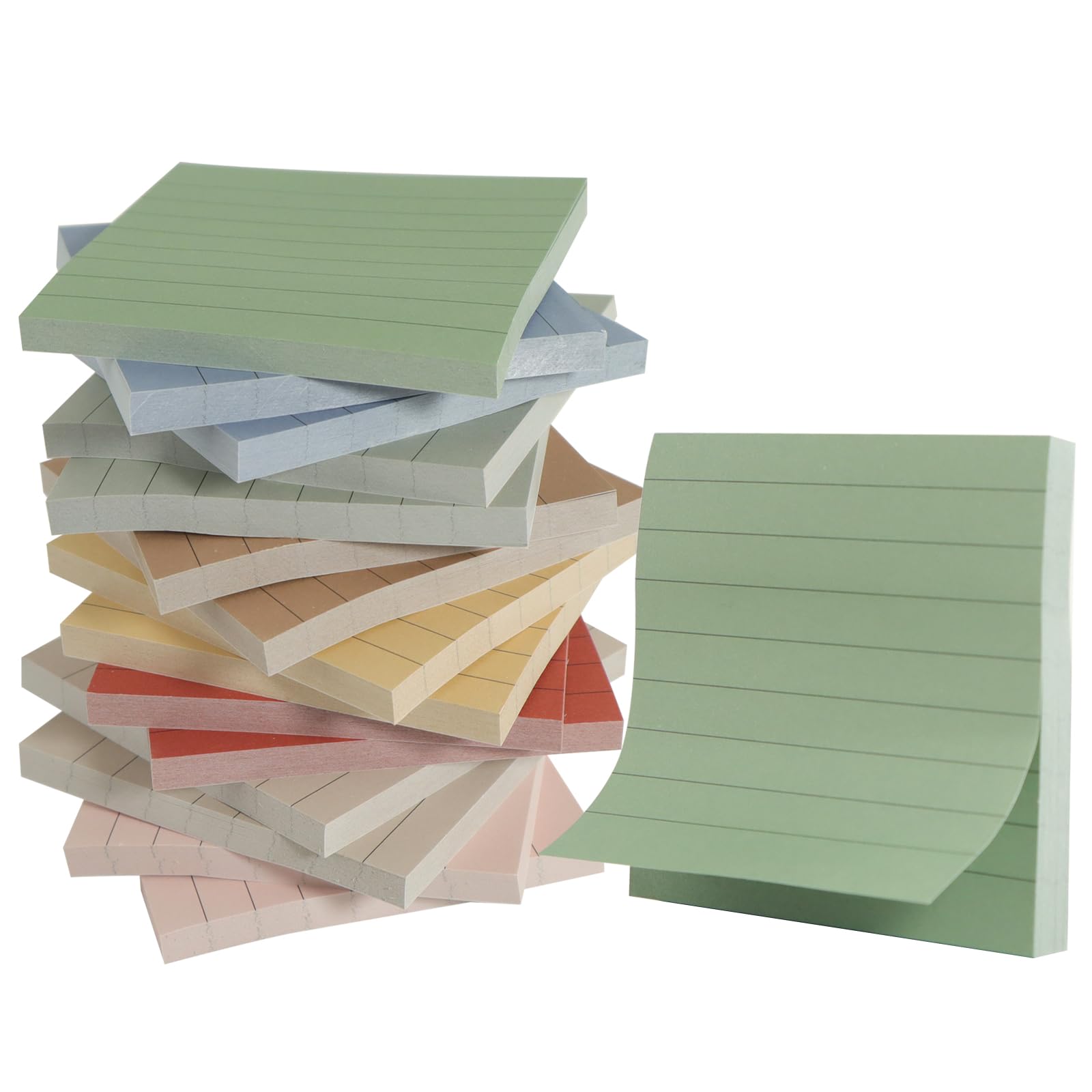 (16 Pads) Lined Sticky Notes 3x3 in Ruled Stickies Super Sticking Power Memo Pads Recyclable, Easy to Post for Home, Office, Notebook (Bright Lined)