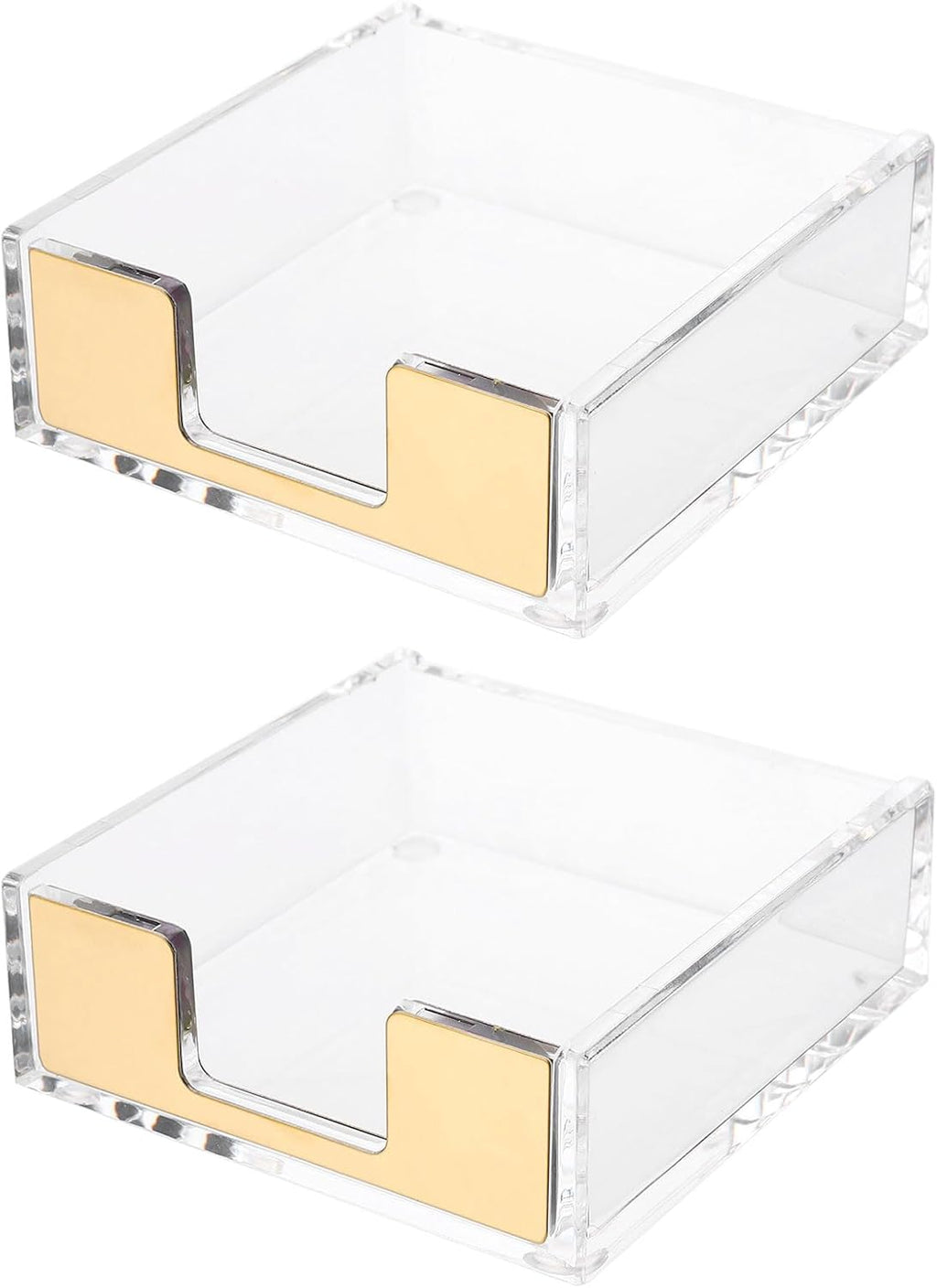 2 PCS Gold Sticky Note Holder, Clear Acrylic Memo Pad Dispenser, Post it Note Holder for Desk Office Supplies Home School Aesthetic Supplies Accessories