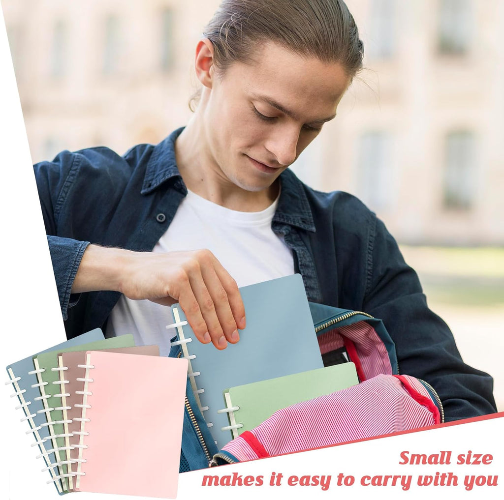 4 Pack Classic Size Discbound Notebook 7x9.25 inch 9 Disc Bound Planner 80 Sheets per Narrow Ruled Notebook Customizable Discbound journal for Office School