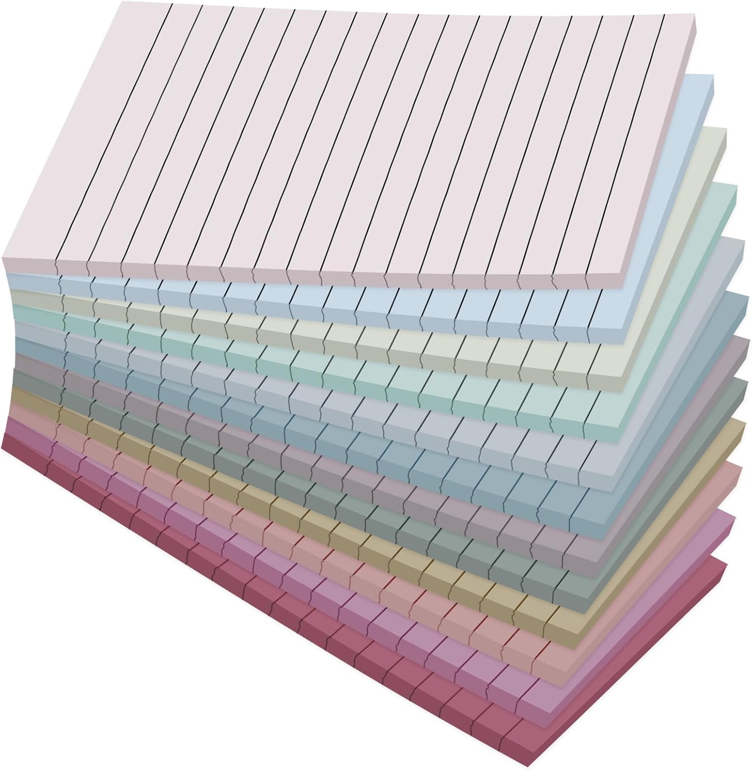 12 Pack Lined Sticky Notes in Retro Colors,Sticky Note Pads 4x6 in,Sticky Notes with Lines, Self-Stick Note Pads, Large Rectangular Post it Notes for Office, Home, School, Meeting,30 Sheets/Pad