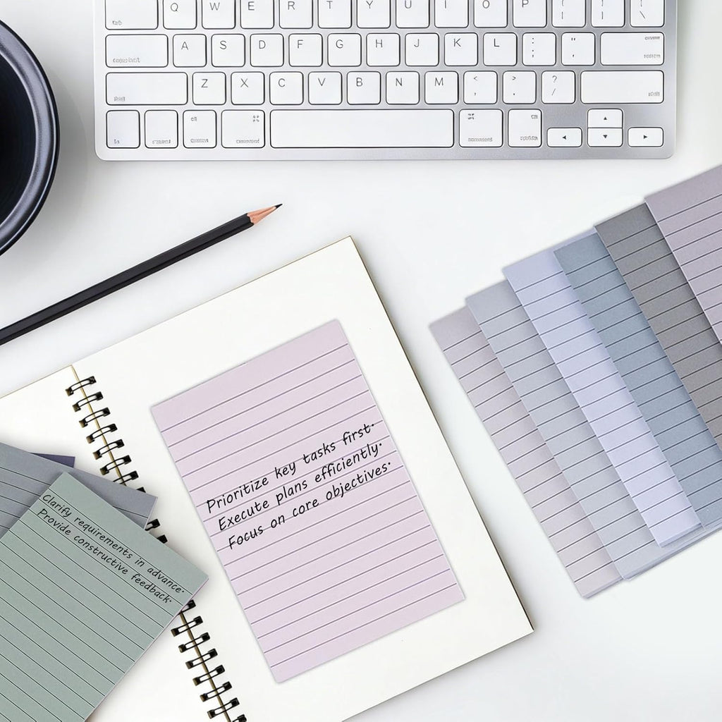 12 Pack Lined Sticky Notes in Retro Colors,Sticky Note Pads 4x6 in,Sticky Notes with Lines, Self-Stick Note Pads, Large Rectangular Post it Notes for Office, Home, School, Meeting,30 Sheets/Pad