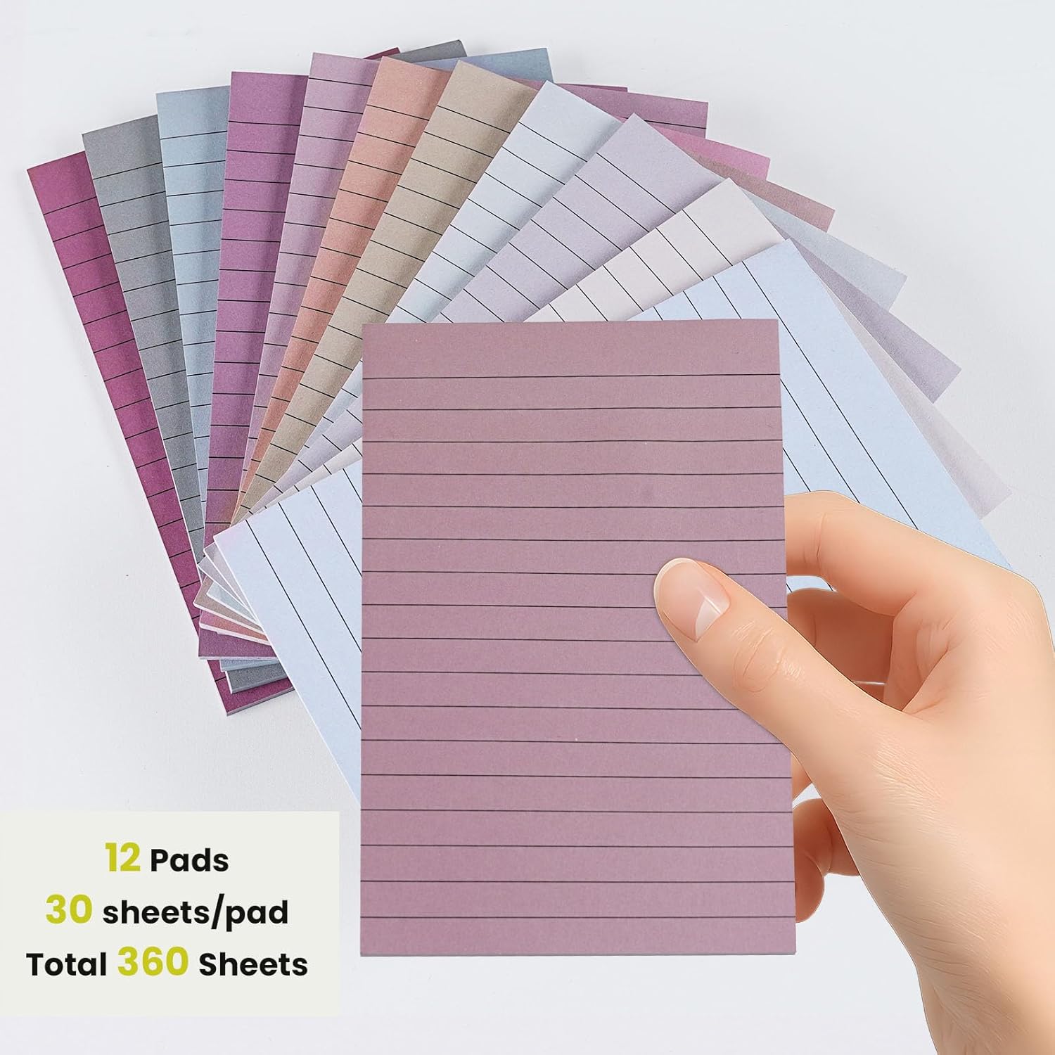 12 Pack Lined Sticky Notes in Retro Colors,Sticky Note Pads 4x6 in,Sticky Notes with Lines, Self-Stick Note Pads, Large Rectangular Post it Notes for Office, Home, School, Meeting,30 Sheets/Pad