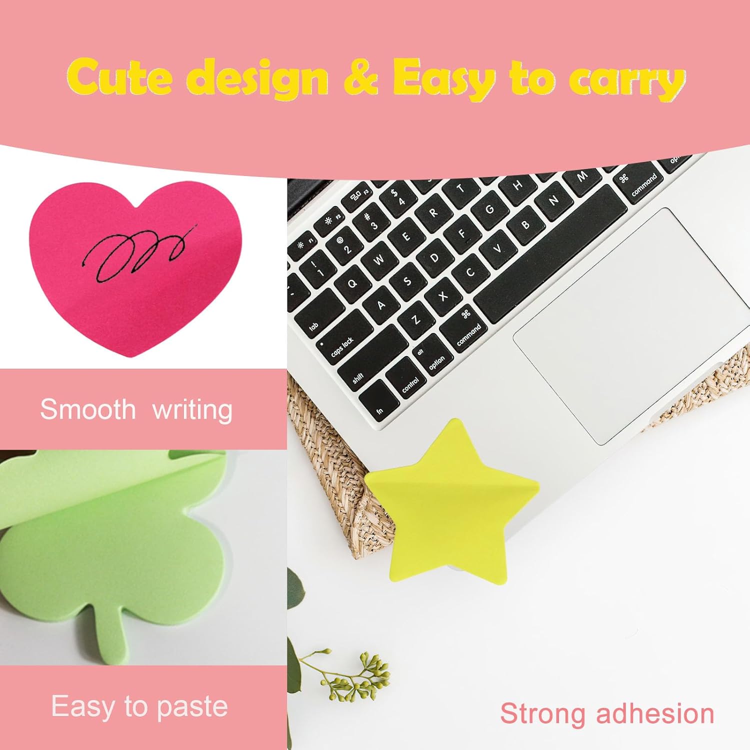 16 Pads Cute Sticky Notes, Fun Notepads Star Heart Cloud House Shape Cartoon Memo Pads Self-Sticky Note Pads for School Office Home