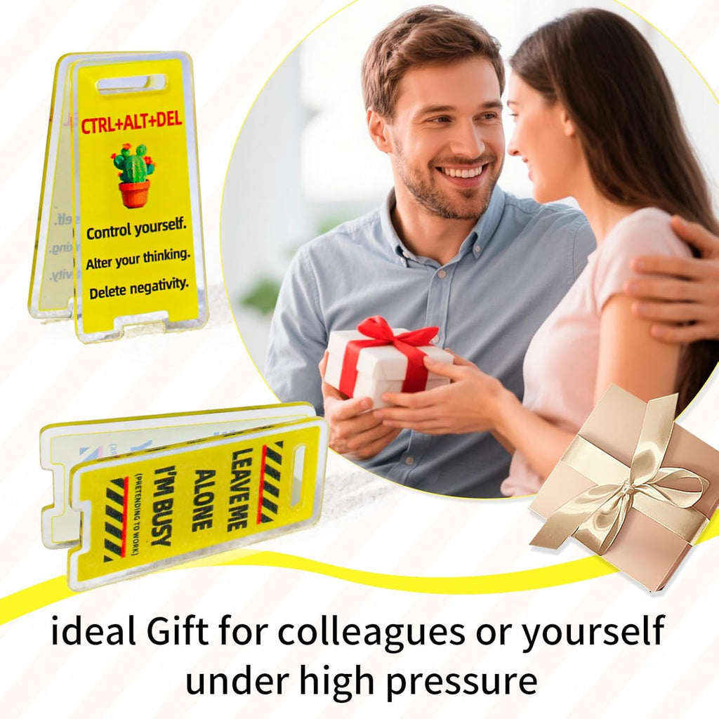12 Pack Funny Sticky Note Holder Clips,Caution Overstimulated Desk Sign for Women & Men,Hilarious Desk Sign Humor Joke Gag Gift for Coworkers Leader Manager Teacher Friends