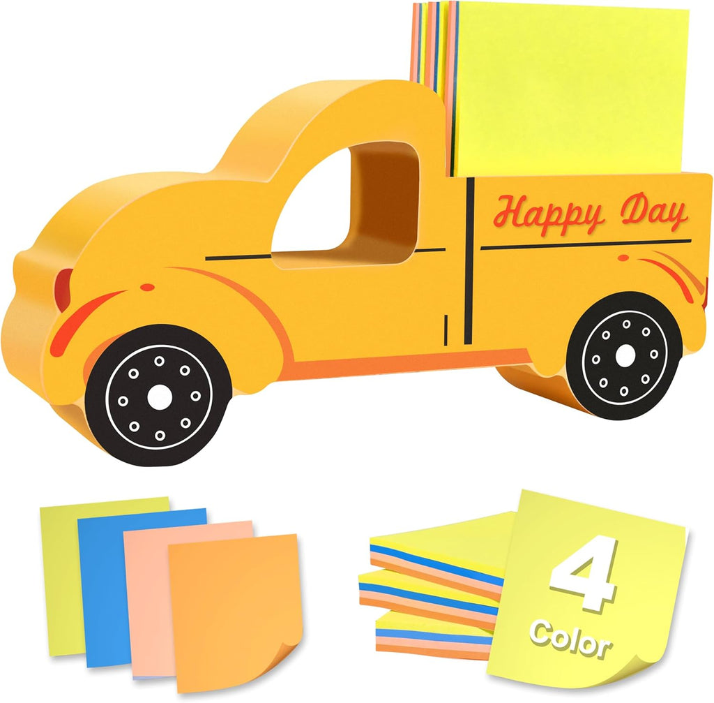 2.6 x 3 Inch Sticky Note Holder Self Stick Notepad Holder with Mixed 4 Color Sticky Notes Office Desk Accessories, Memo Pad Holder Home Office School Supplies