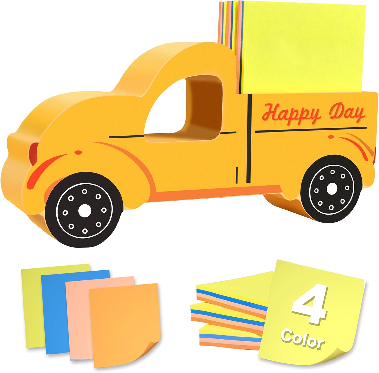 2.6 x 3 Inch Sticky Note Holder Self Stick Notepad Holder with Mixed 4 Color Sticky Notes Office Desk Accessories, Memo Pad Holder Home Office School Supplies