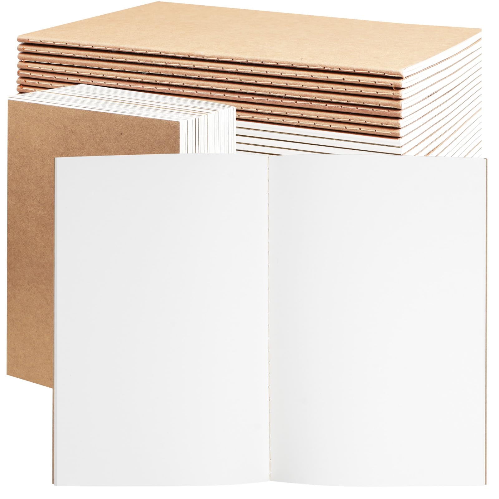 24 Pack A5 Kraft Notebooks Bulk, Lined Paper Journaling Notebooks, 8.3x5.5in 60 Pages Composition Notebook Travel Journal Set for Work, School, Students,Kids, Gift, Office, Back to school Supplies