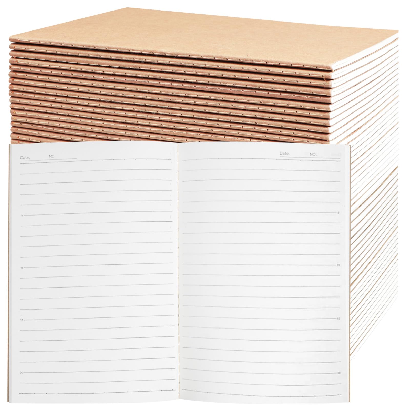24 Pack A5 Kraft Notebooks Bulk, Lined Paper Journaling Notebooks, 8.3x5.5in 60 Pages Composition Notebook Travel Journal Set for Work, School, Students,Kids, Gift, Office, Back to school Supplies
