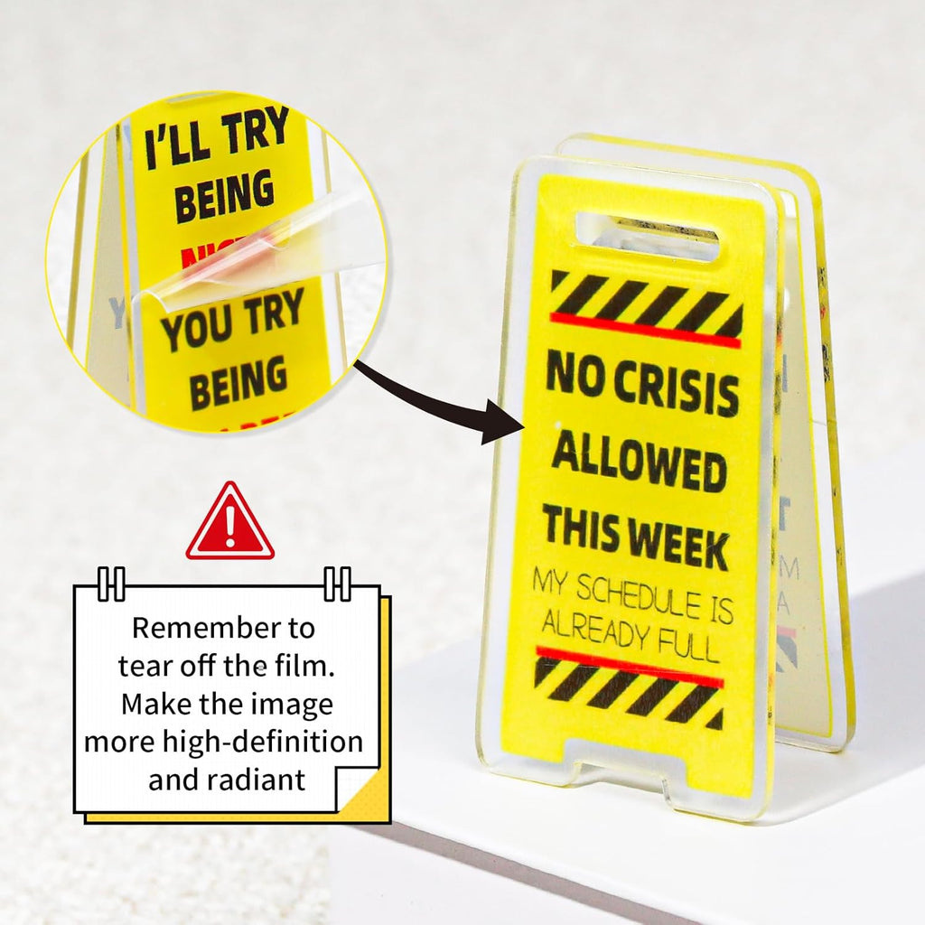 12 Pack Funny Sticky Note Holder Clips,Caution Overstimulated Desk Sign for Women & Men,Hilarious Desk Sign Humor Joke Gag Gift for Coworkers Leader Manager Teacher Friends
