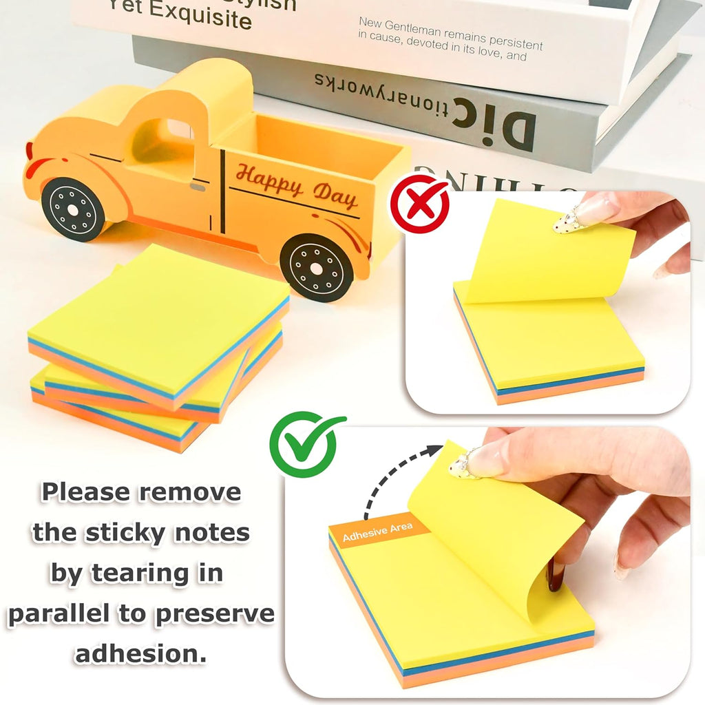 2.6 x 3 Inch Sticky Note Holder Self Stick Notepad Holder with Mixed 4 Color Sticky Notes Office Desk Accessories, Memo Pad Holder Home Office School Supplies