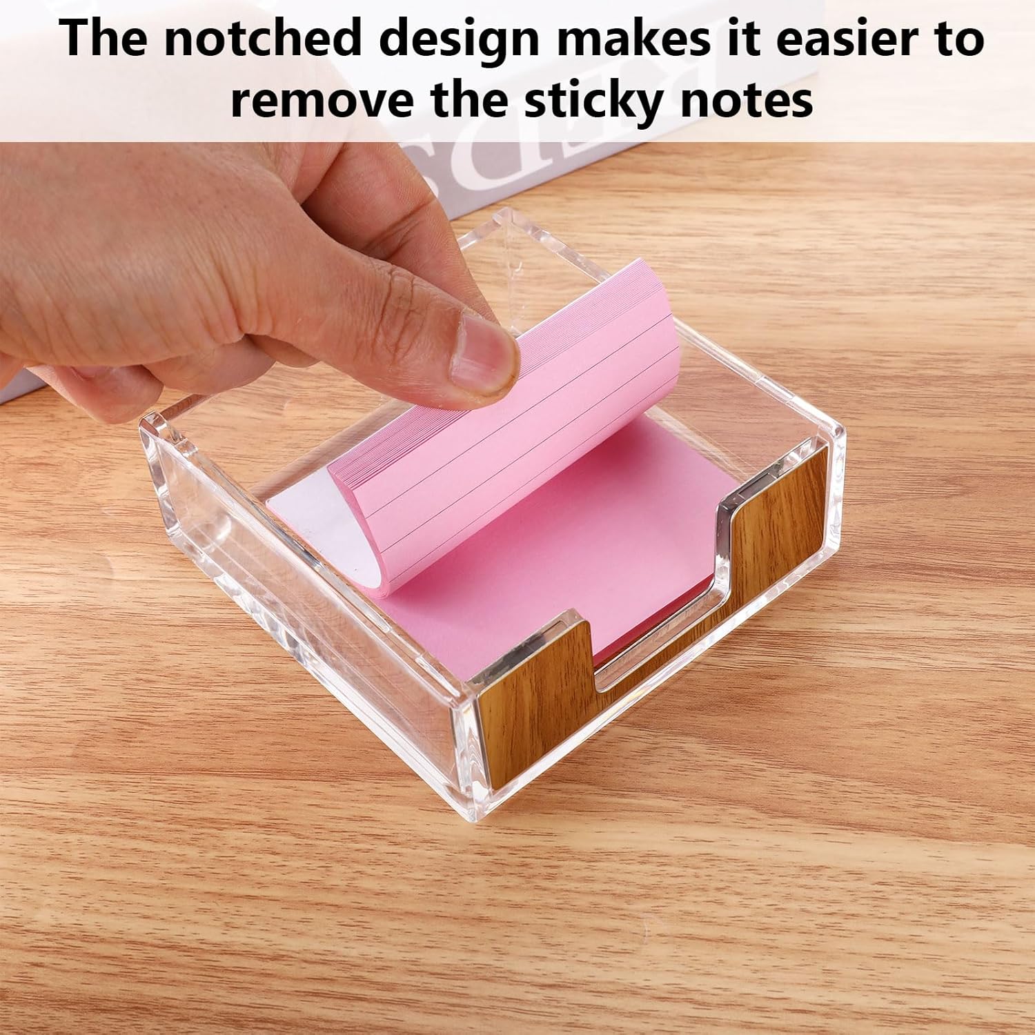 2 PCS Gold Sticky Note Holder, Clear Acrylic Memo Pad Dispenser, Post it Note Holder for Desk Office Supplies Home School Aesthetic Supplies Accessories